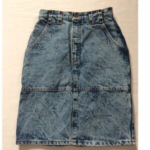 1980s Denim Acid Wash Skirt High Waist Ladies Extra Small Brody Bootlegger